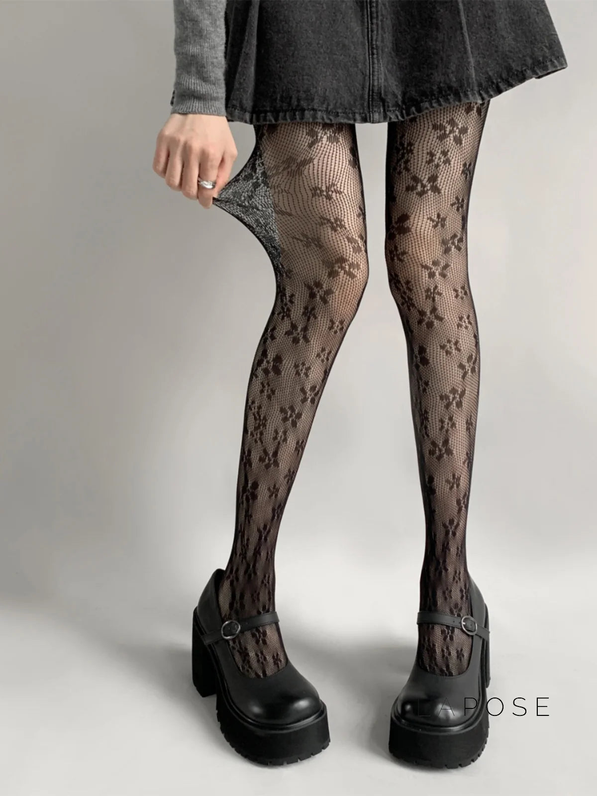 Kaleyah Sheer Lace Print Tights