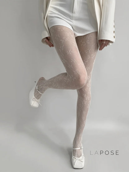Kaleyah Sheer Lace Print Tights