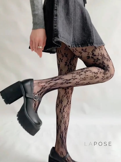 Kaleyah Sheer Lace Print Tights
