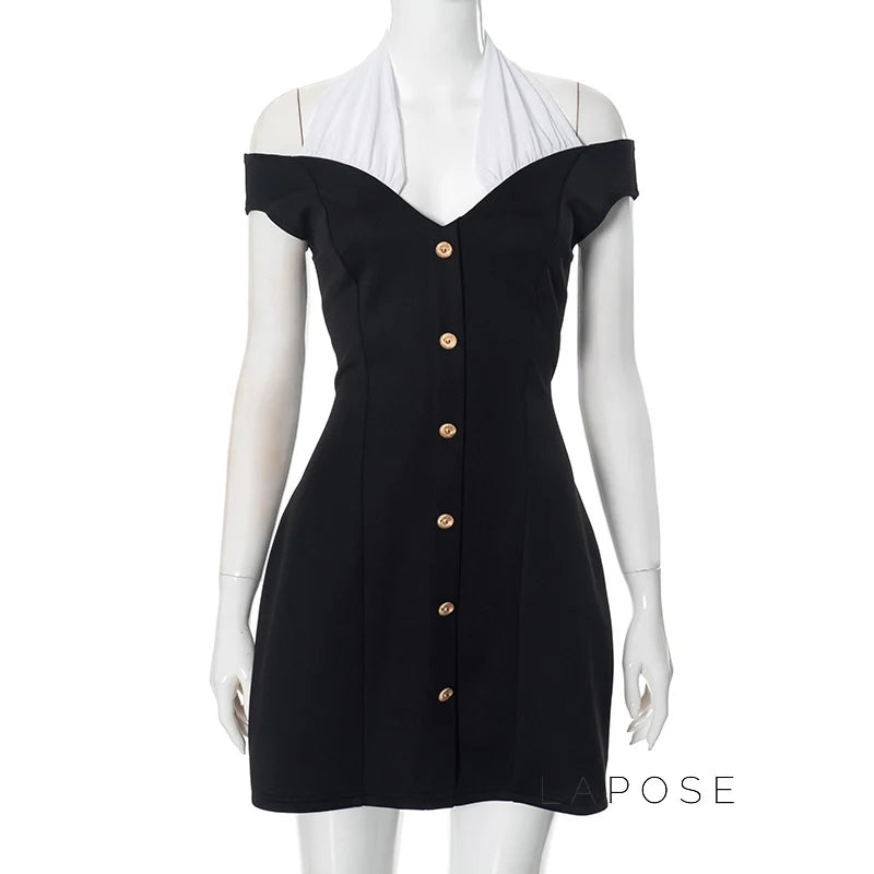 Kalilah Halter Contrast Mini Dress
