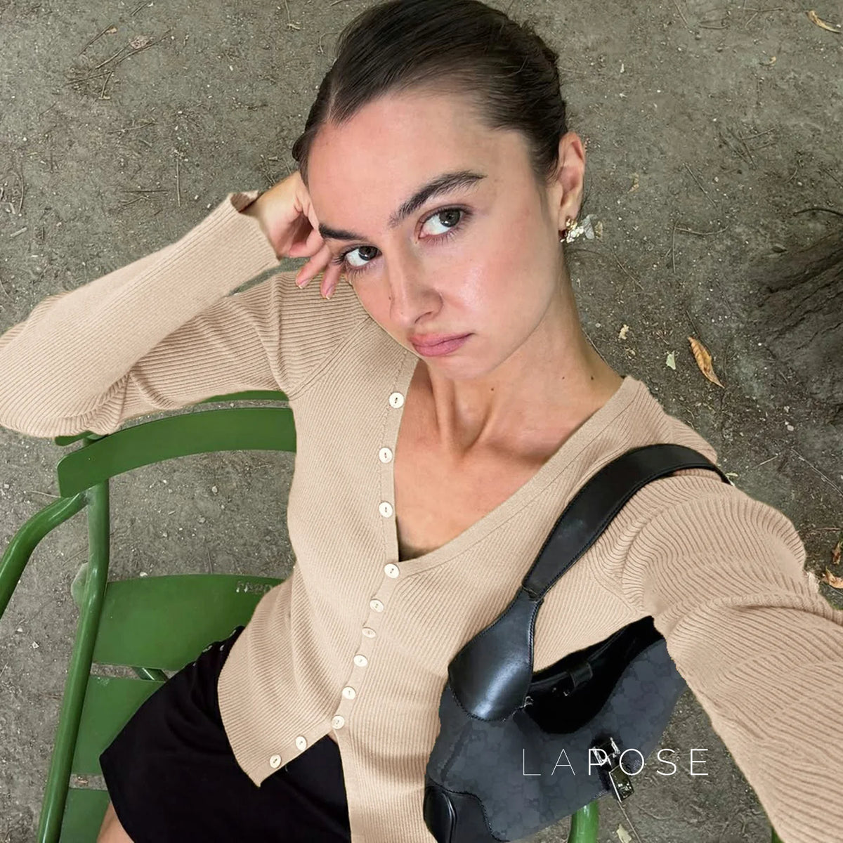 Karaline Ribbed Knit V-Neck Top