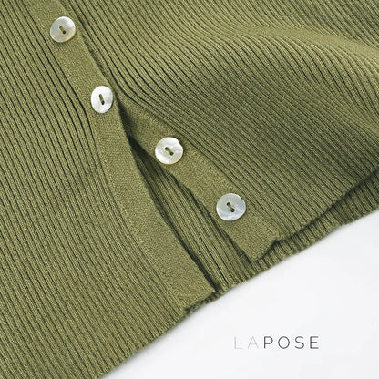 Karaline Ribbed Knit V-Neck Top