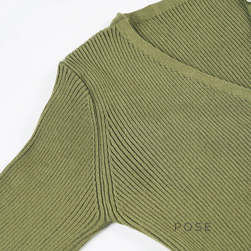 Karaline Ribbed Knit V-Neck Top
