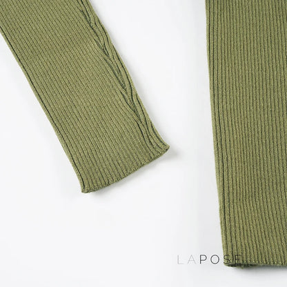 Karaline Ribbed Knit V-Neck Top