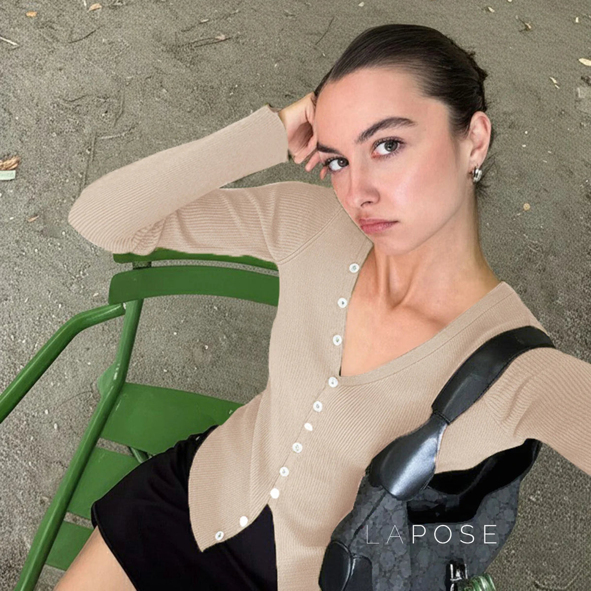 Karaline Ribbed Knit V-Neck Top
