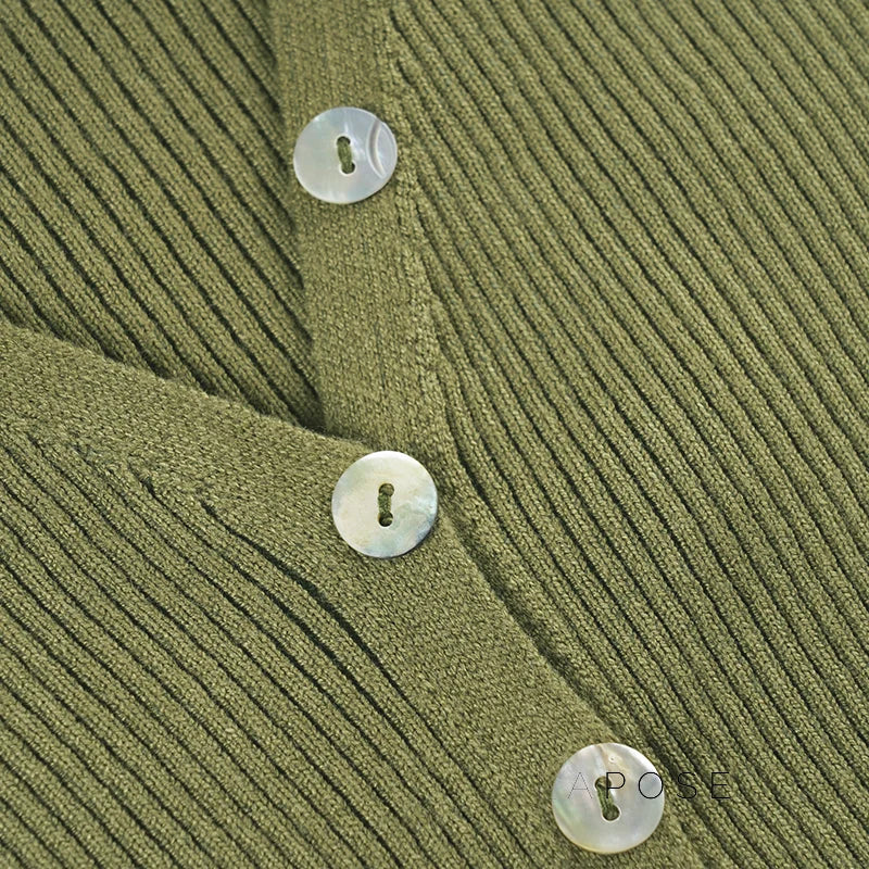 Karaline Ribbed Knit V-Neck Top