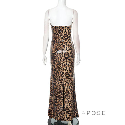 Karsen Leopard Print Tube Maxi Dress
