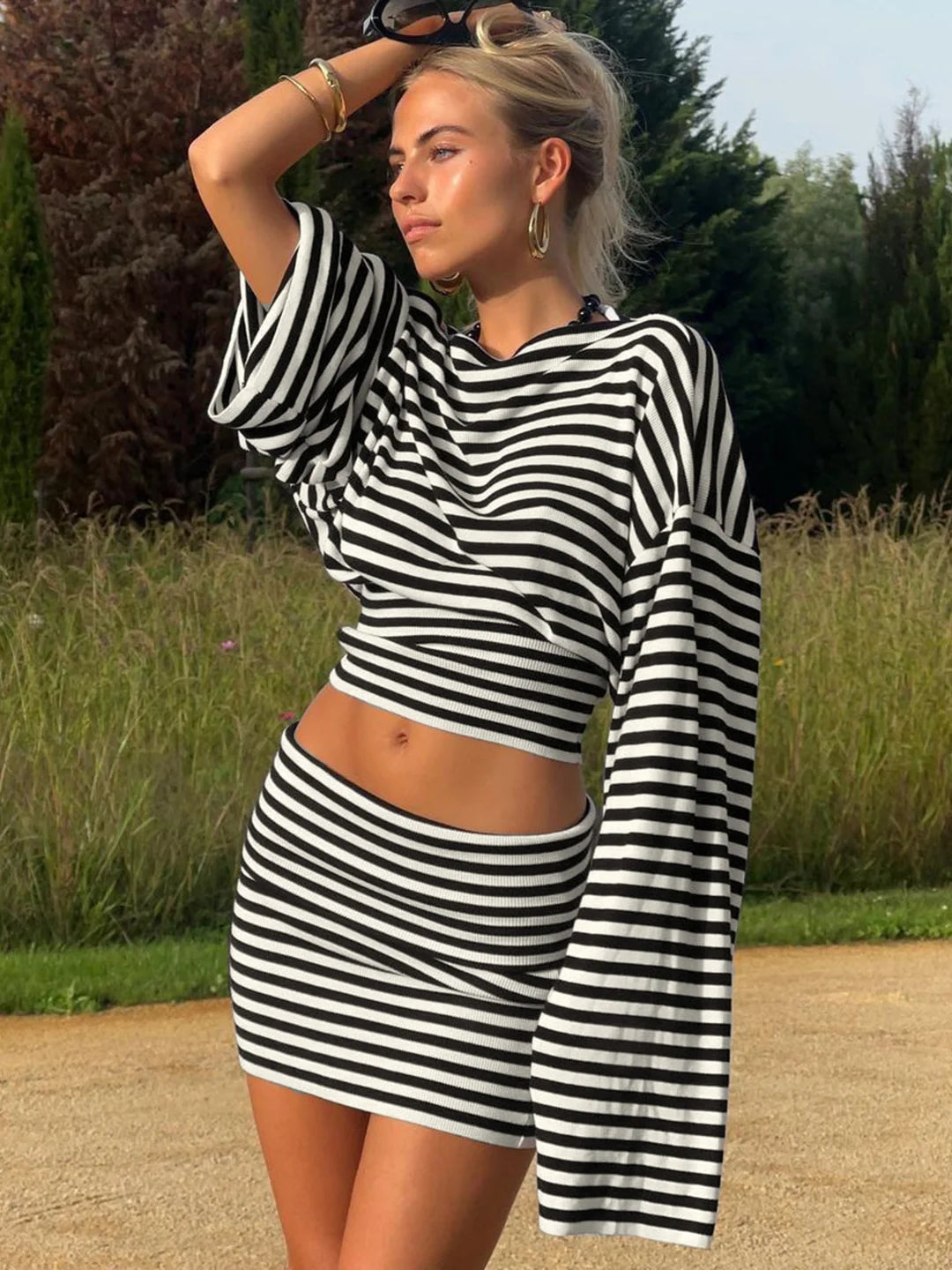Kayden Striped Skirt Set