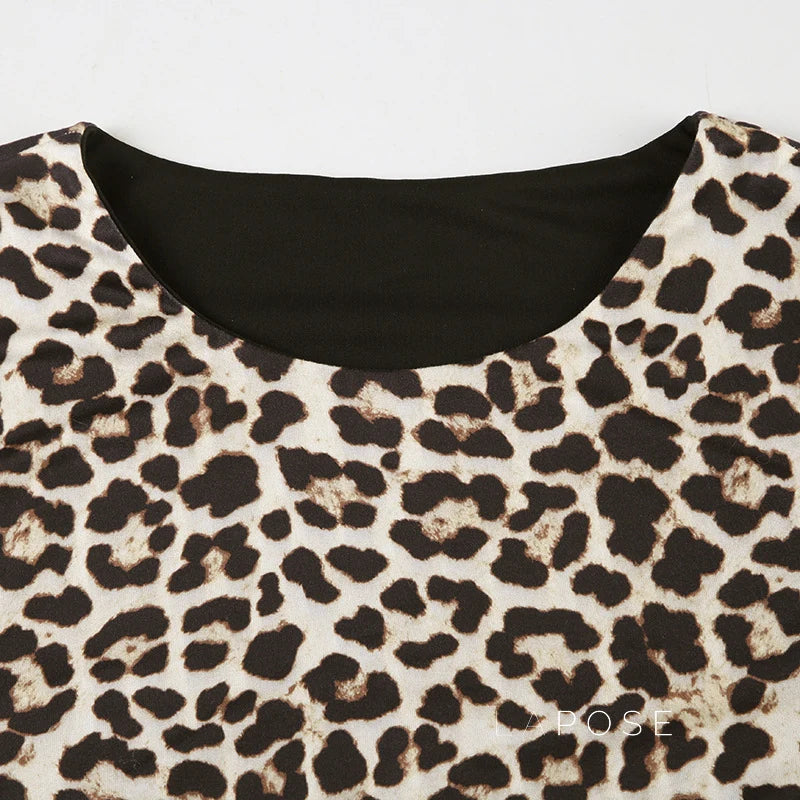Khelani Leopard Asymmetric Skirt Set