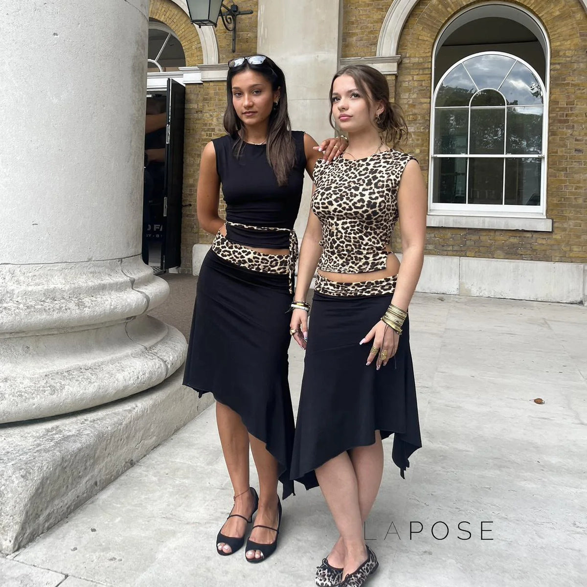 Khelani Leopard Asymmetric Skirt Set