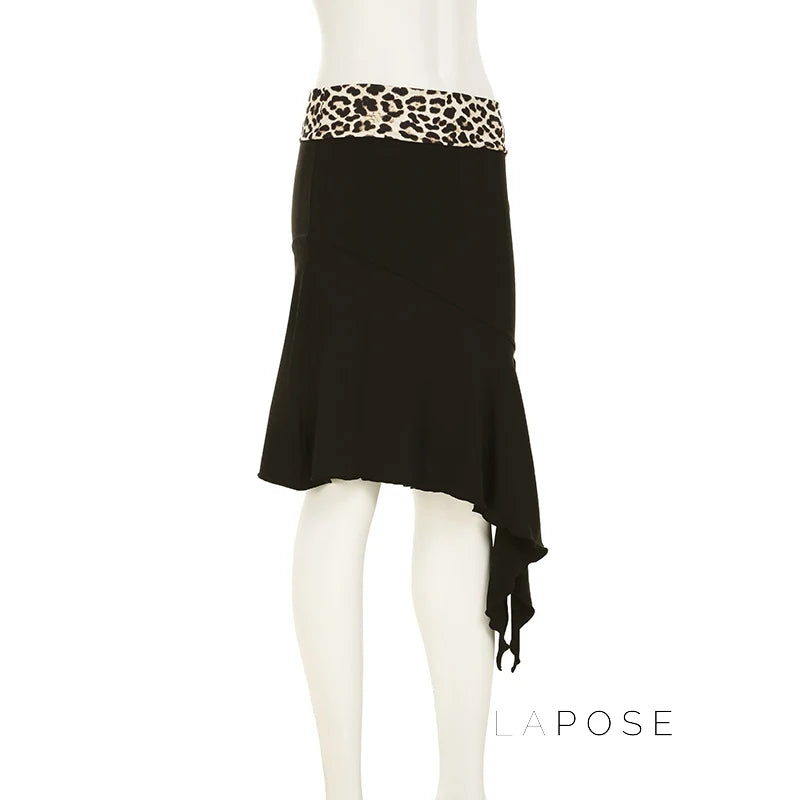 Khelani Leopard Asymmetric Skirt Set