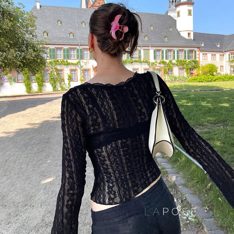Kim Sheer Lace V-Neck Top
