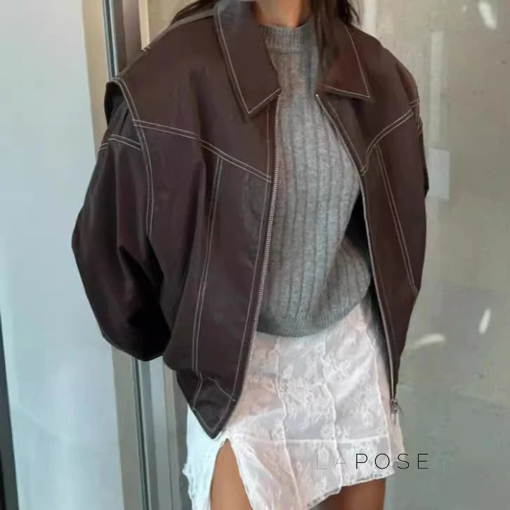Koa Lapel Faux Leather Jacket