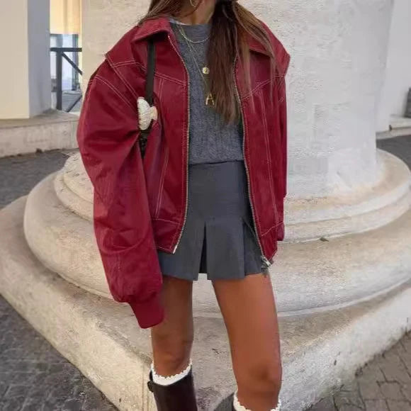 Koa Lapel Faux Leather Jacket