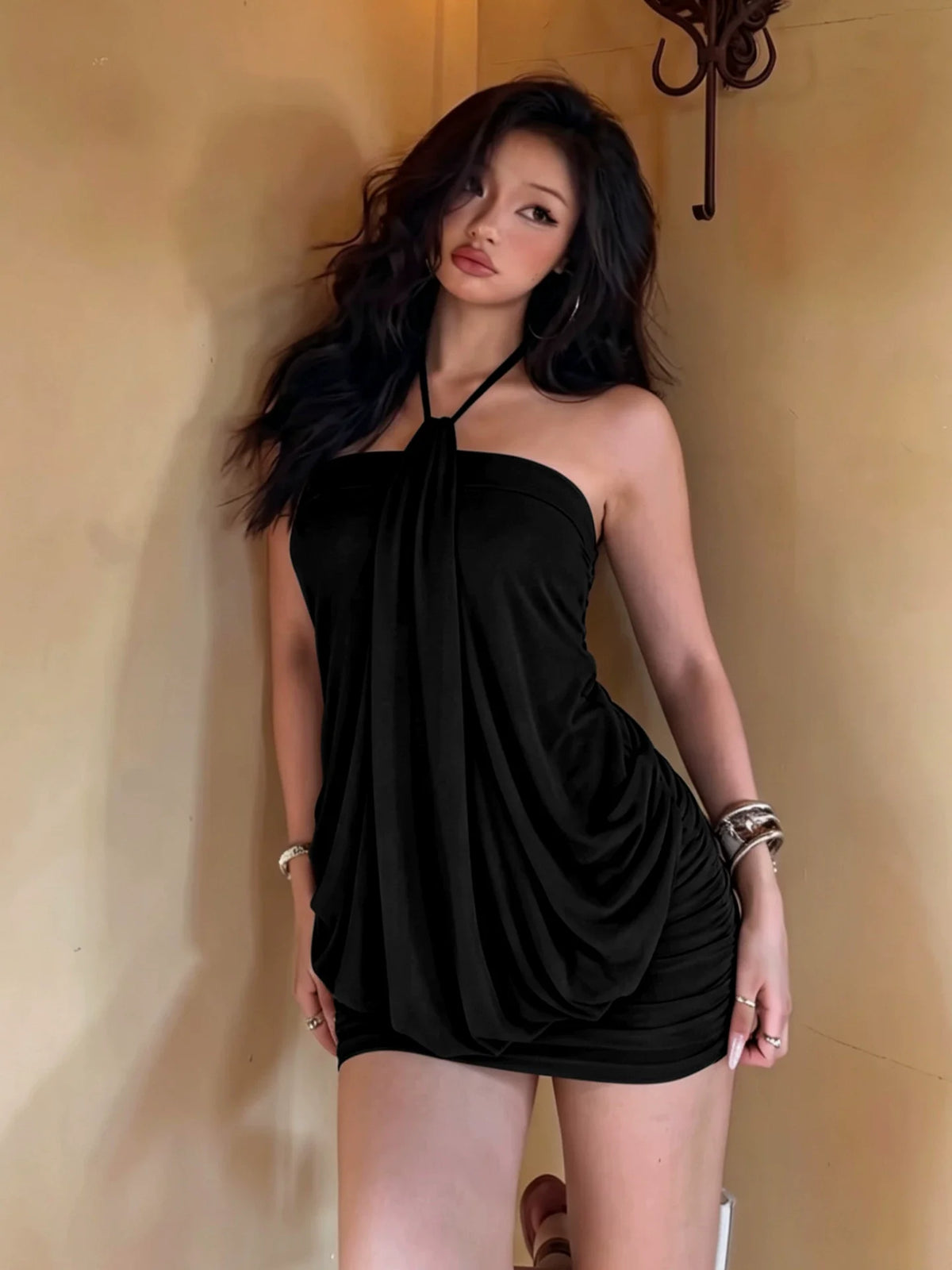 Kollyns Halter Draped Mini Dress