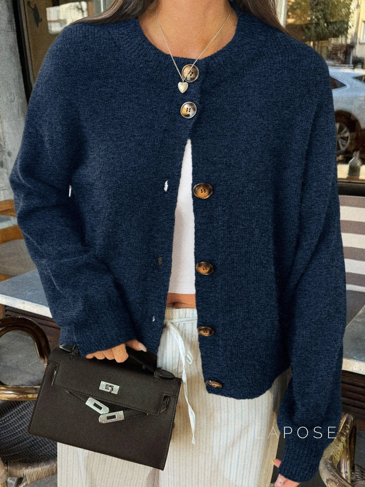 Kristy Button-Front Knit Cardigan