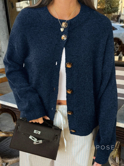 Kristy Button-Front Knit Cardigan