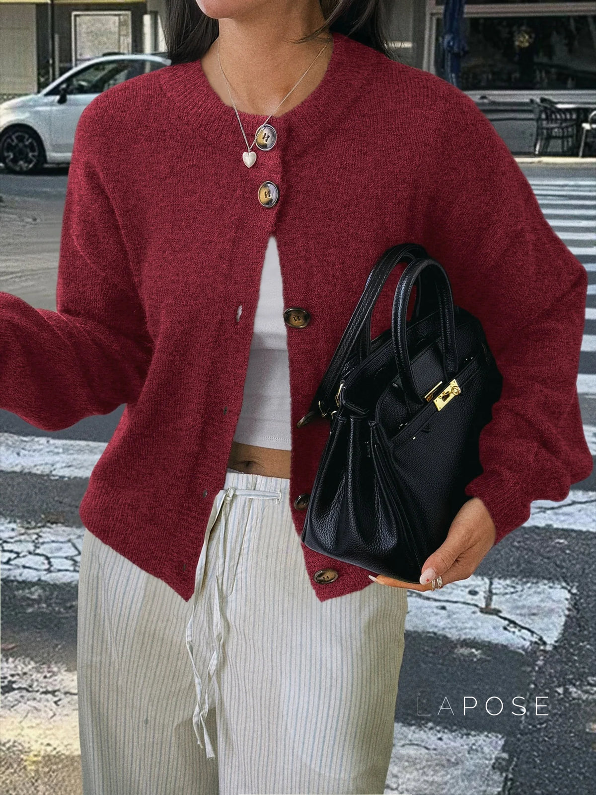 Kristy Button-Front Knit Cardigan