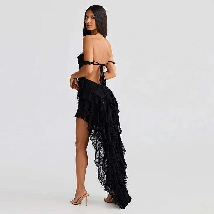 Lace Patchwork Strapless Mini Dress