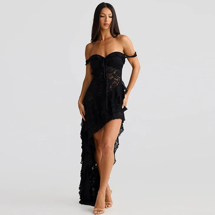 Lace Patchwork Strapless Mini Dress