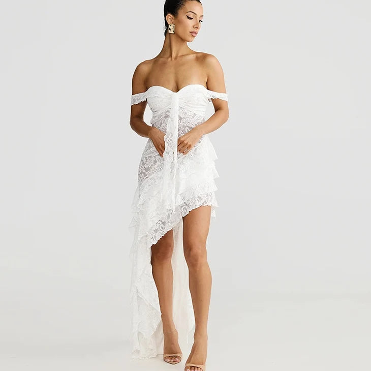 Lace Patchwork Strapless Mini Dress