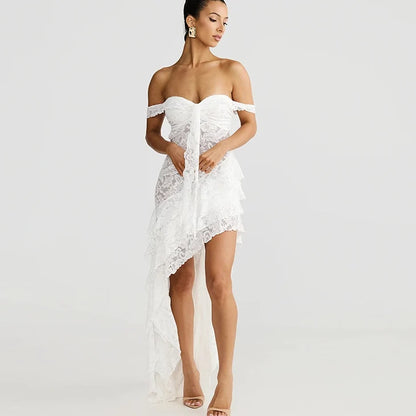 Lace Patchwork Strapless Mini Dress