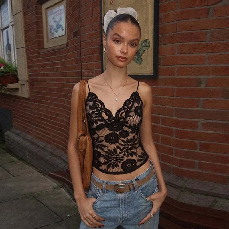 Lace See-Through V-Neck Camisole