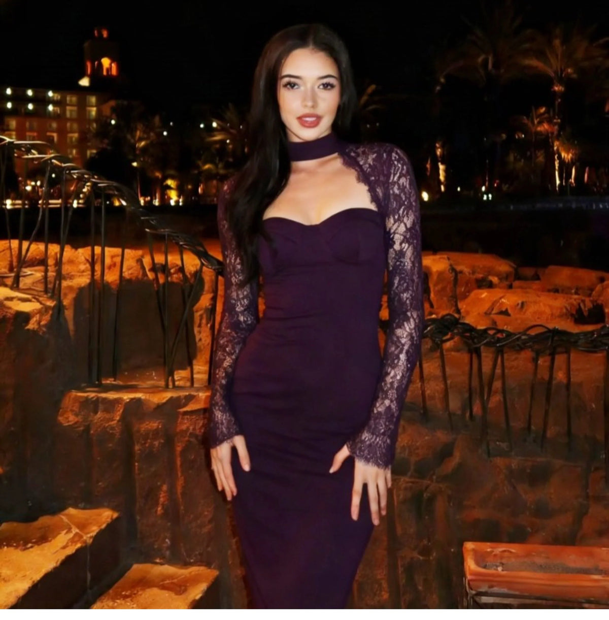 Lace Slit Maxi Dress