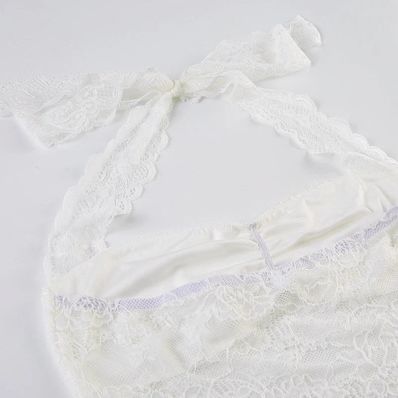Lace Trim Halter Camisole Top