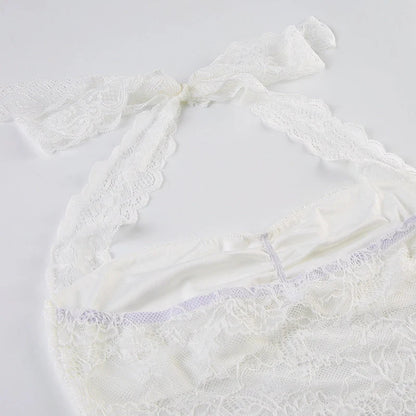Lace Trim Halter Camisole Top