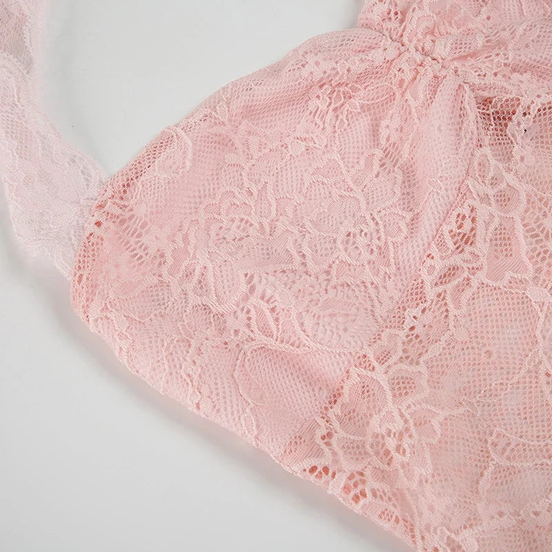 Lace Trim Halter Camisole Top