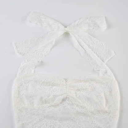 Lace Trim Halter Camisole Top