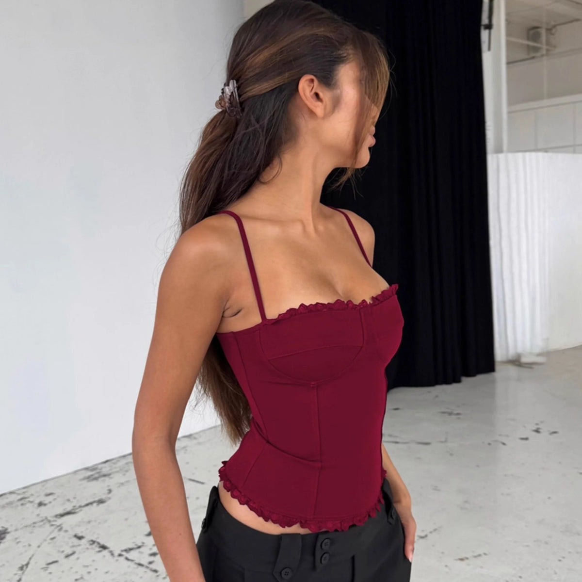 Lace Trim Patchwork Camisole