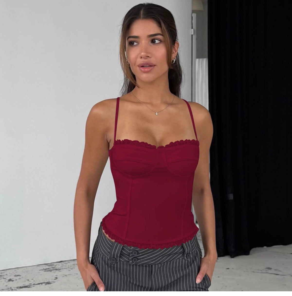 Lace Trim Patchwork Camisole