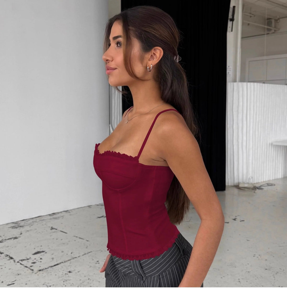 Lace Trim Patchwork Camisole