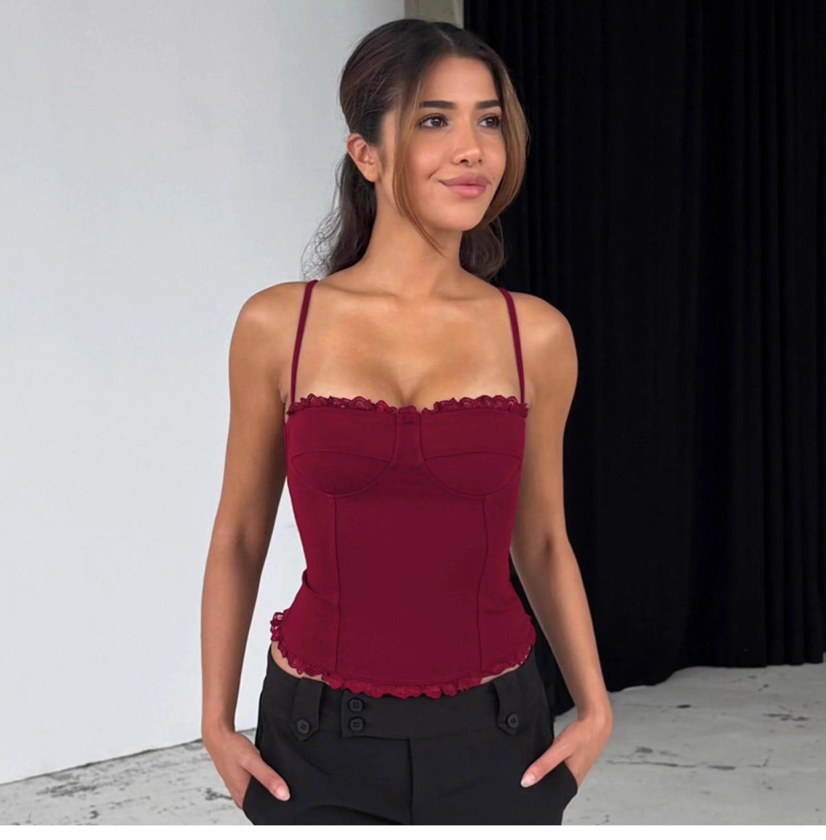 Lace Trim Patchwork Camisole