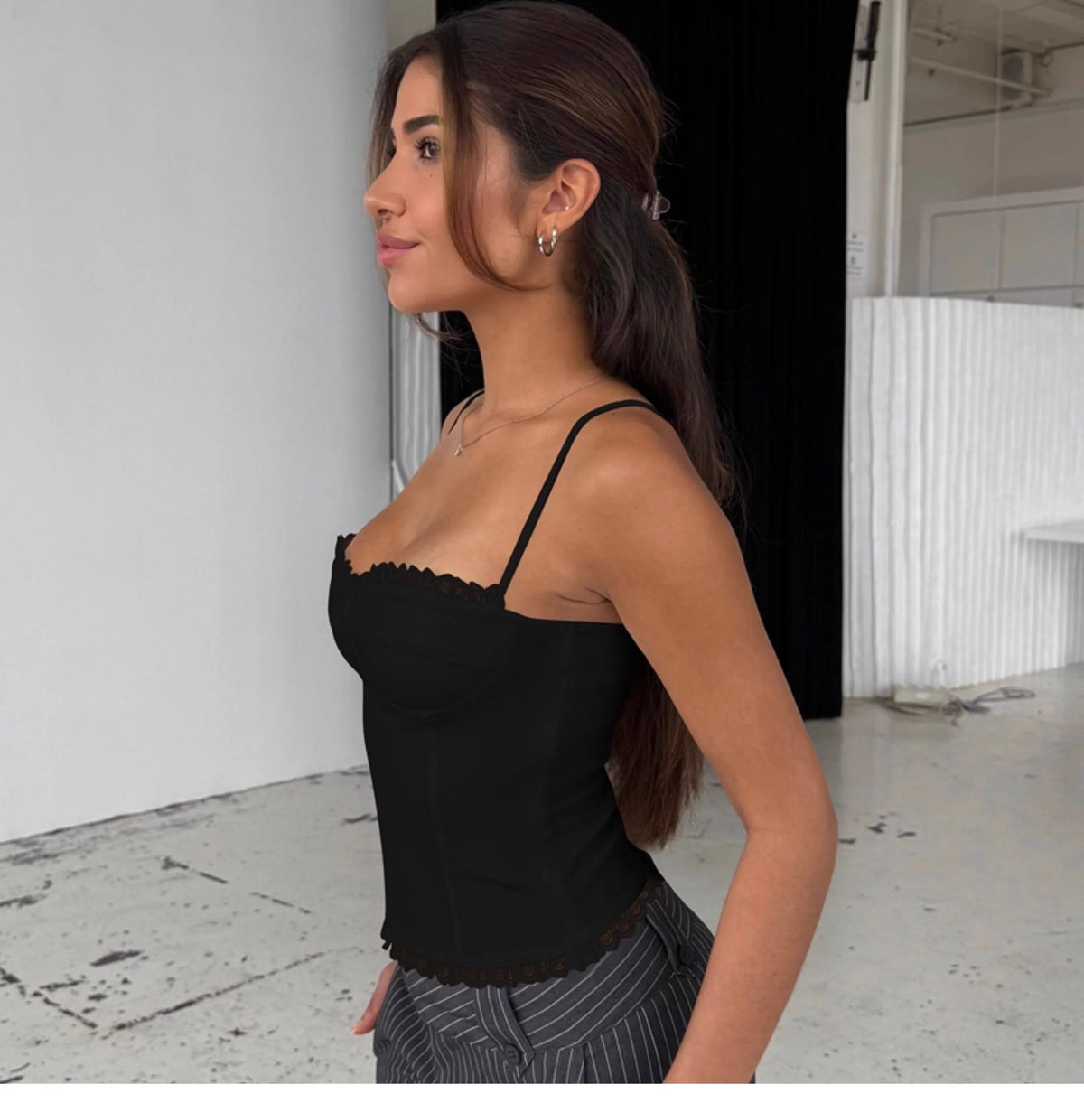Lace Trim Patchwork Camisole