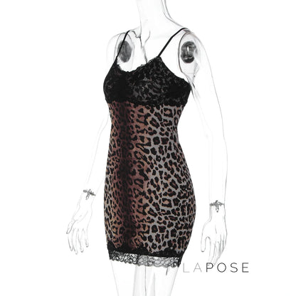 Laiyla Leopard Lace Halter Dress