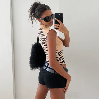 Laiyla Zebra Print Cutout Top