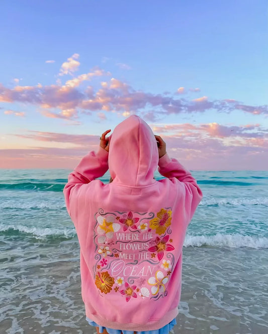 Laylanie Ocean Flower Embroidered Hoodie