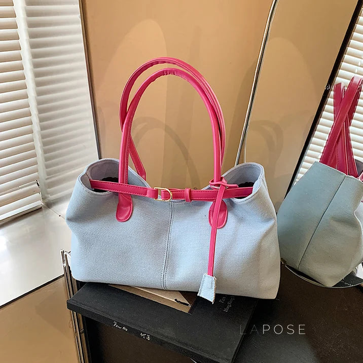Leiana Colorblock Denim Tote