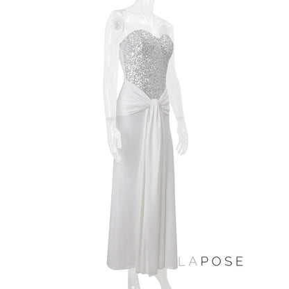 Lemon Strapless Sequin Maxi Dress