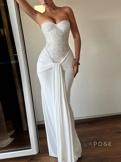 Lemon Strapless Sequin Maxi Dress