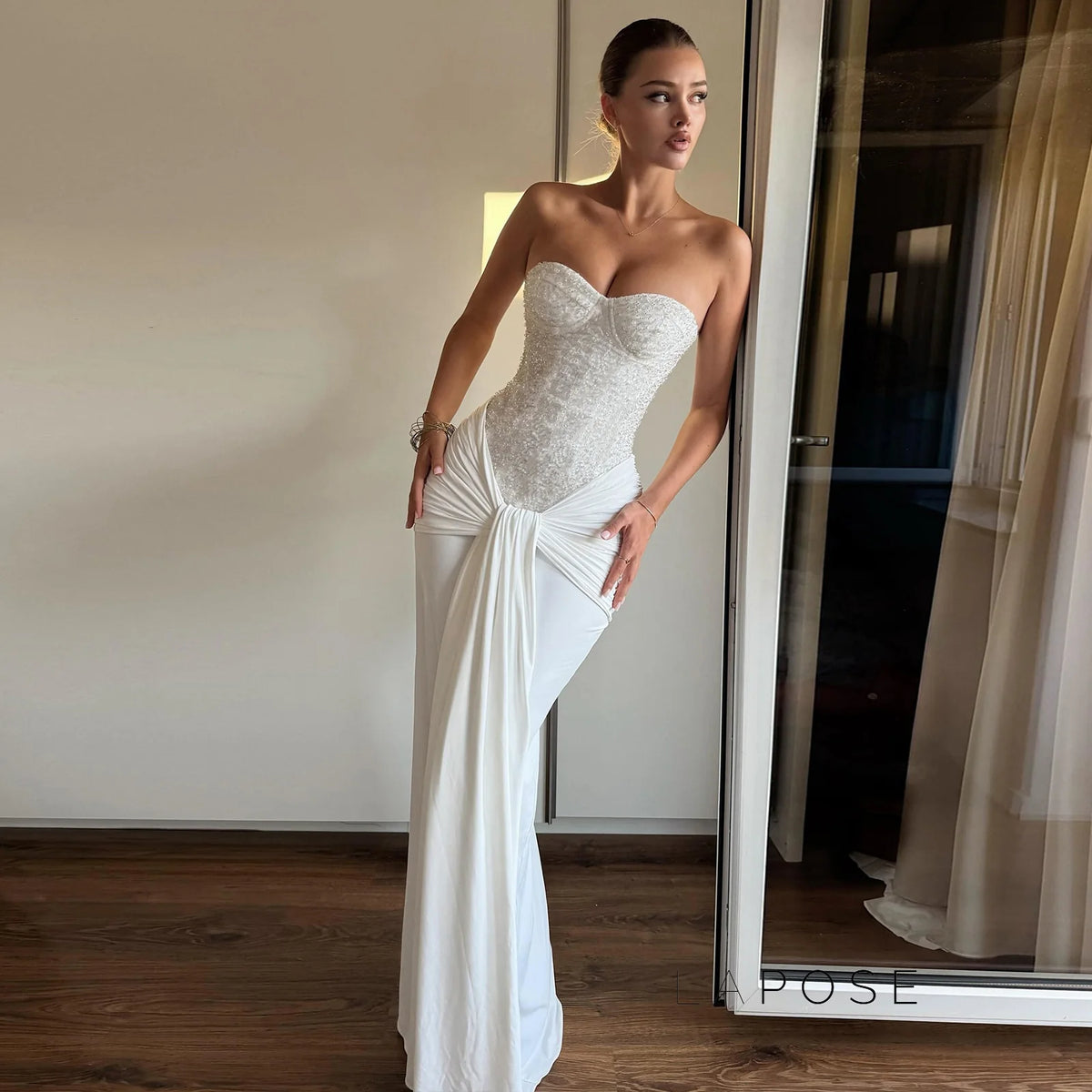 Lemon Strapless Sequin Maxi Dress