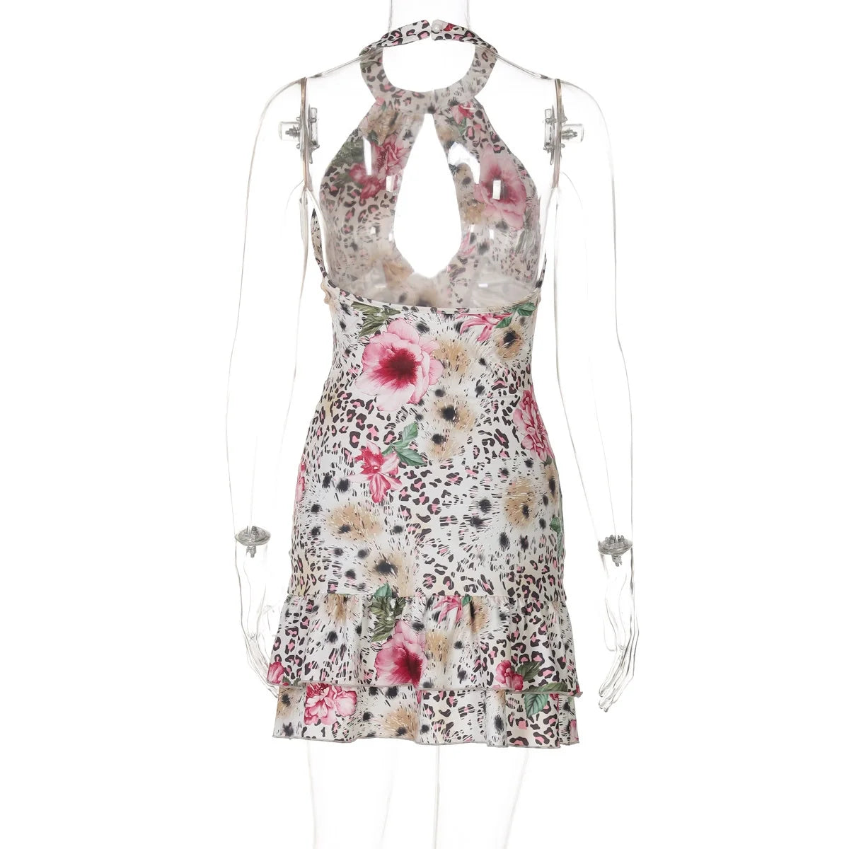 Leopard Print Halter Mini Dress