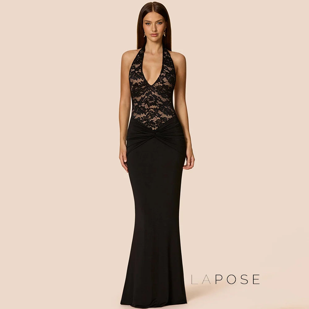 Leyla Ruched Halter Midi Dress