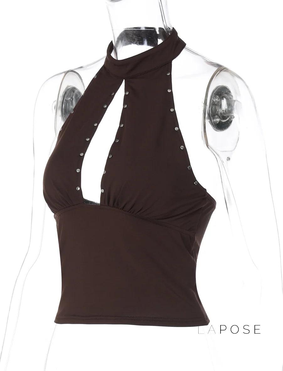 Liliane Studded Halter Top