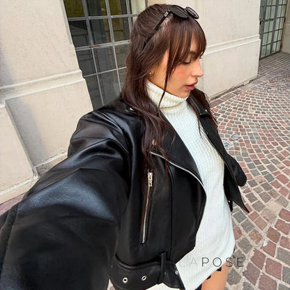 Lilyann Faux Leather Moto Jacket