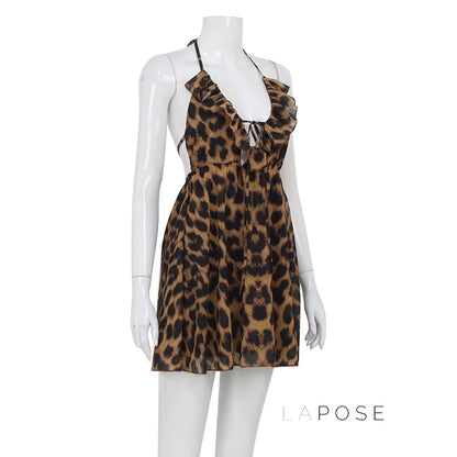 Lucy Halter Leopard Mini Dress