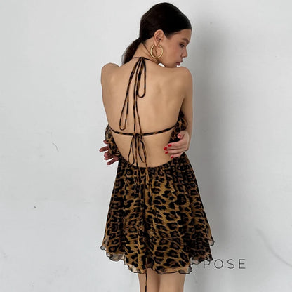 Lucy Halter Leopard Mini Dress